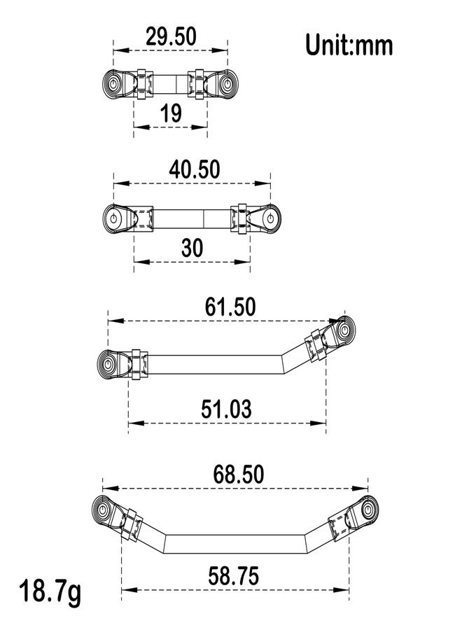 MEUS Racing SCX24 Links Double Bent Links High Clearance Chassis Links Set for Axial 1/24 SCX24 Deadbolt AXI90081 B17 AXI00004 RC Crawler (Titanium Alloy) - Image 2